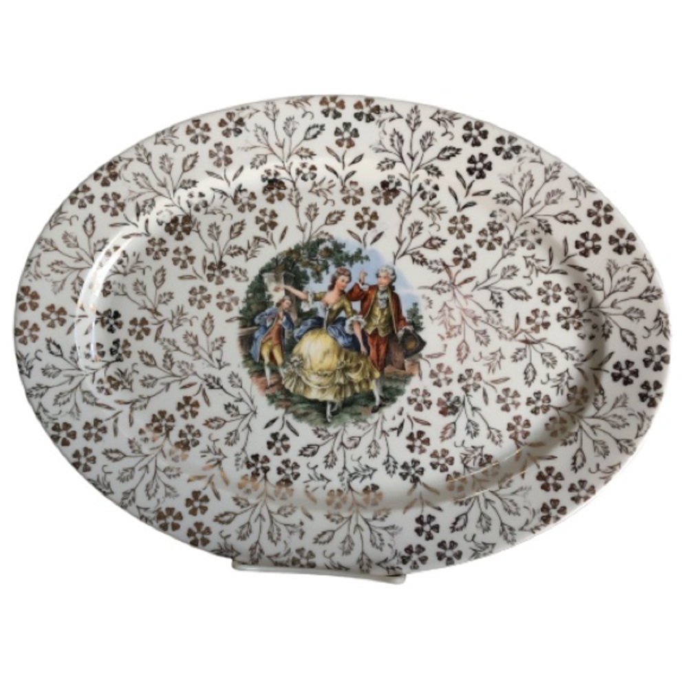 VINTAGE Atlas China Serving Dish Floral EUC